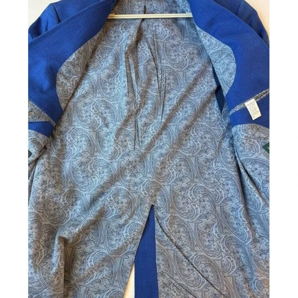 Lauren Ralph Lauren Royal Blue 100% Linen Mens Blazer Jacket Size 42L